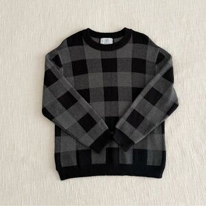 Zara Boys Black & Gray Check Crewneck Sweater